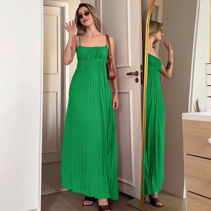 Straps Pleated Dress