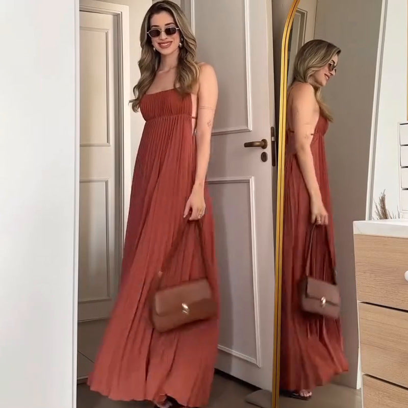 Straps Pleated Dress