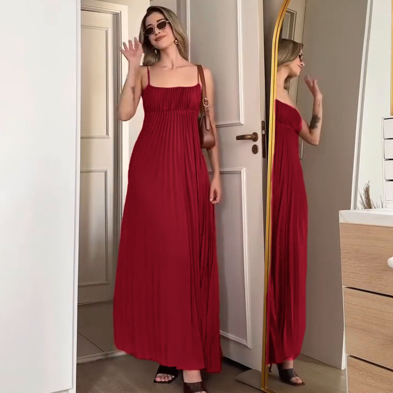 Straps Pleated Dress