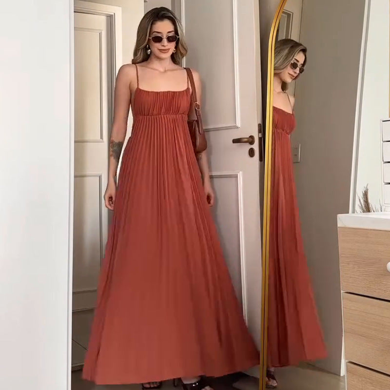 Straps Pleated Dress